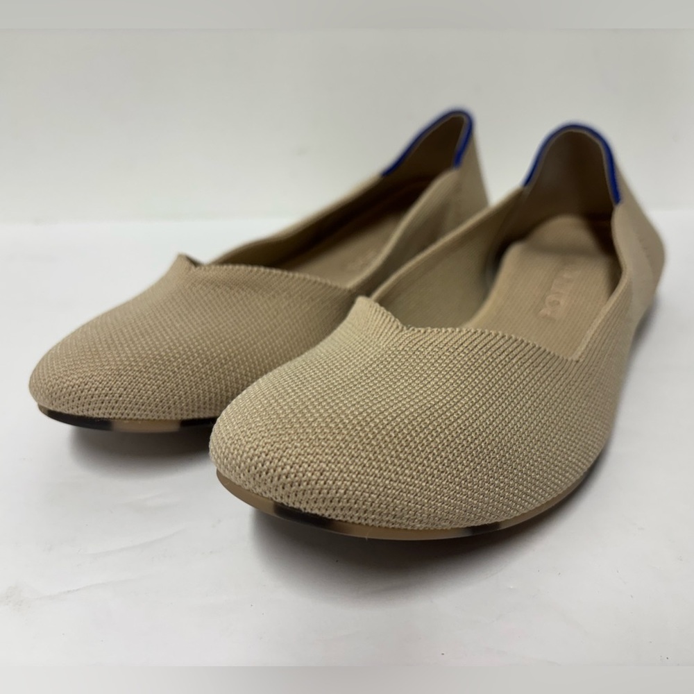 Rothy's Beige Knit Flats with Blue Trim